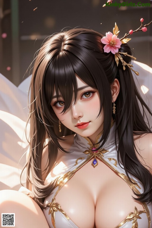Hentai - The Frozen Elegance That Melts Starlight Set.2 20250106 Part 15 No.1bb815 A woman with long black hair and a flower in her hair.