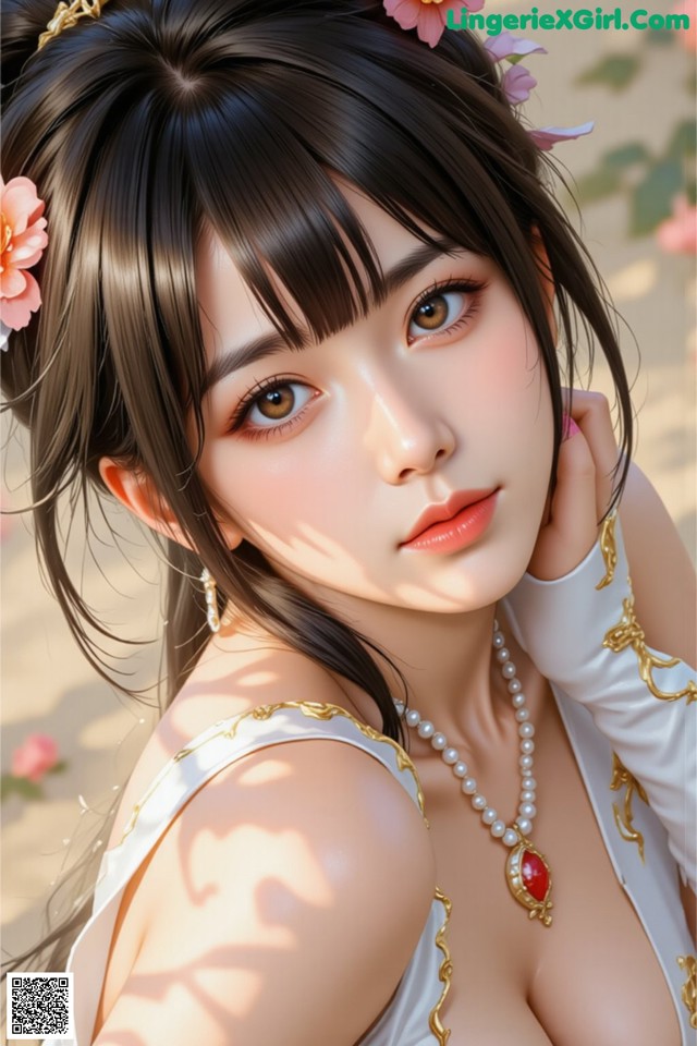 Hentai - The Frozen Elegance That Melts Starlight Set.1 20250104 Part 20 No.4a04b0 A woman in a white dress with a flower in her hair.