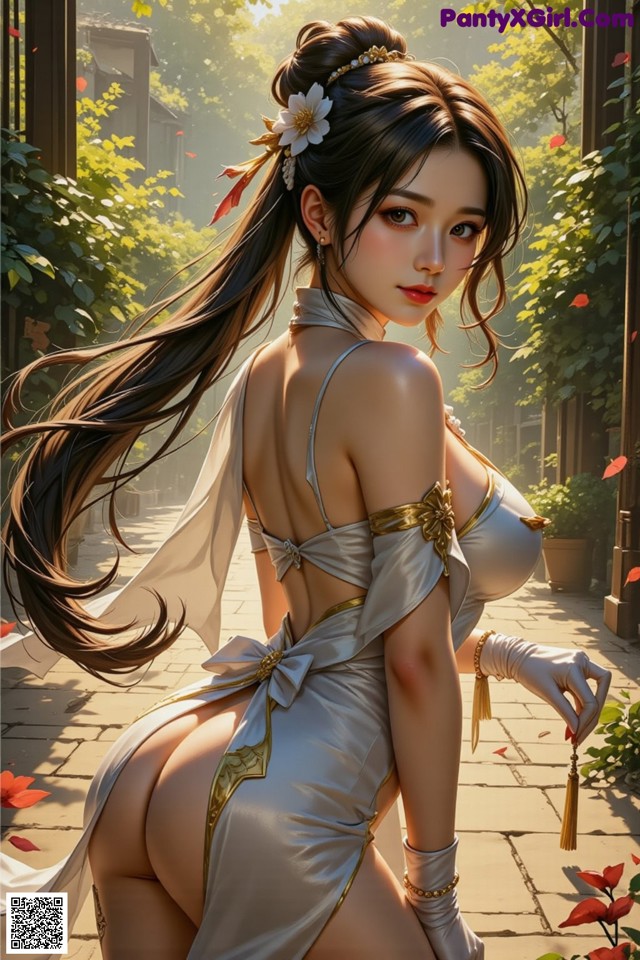 Hentai - The Frozen Elegance That Melts Starlight Set.2 20250106 Part 7 No.ffe09f A woman in a white dress with a flower in her hair.