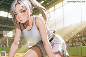 A woman in a cheerleading uniform is posing for a picture.